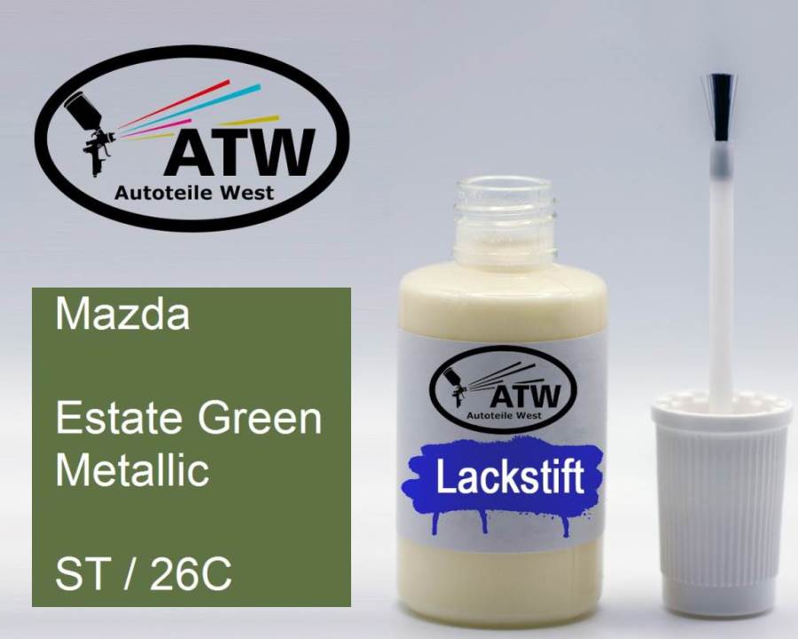 Mazda, Estate Green Metallic, ST / 26C: 20ml Lackstift, von ATW Autoteile West.